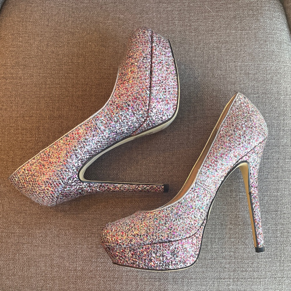 Bakers Sparkling Glitter Multicolor Platform Heels - Picture 5 of 8